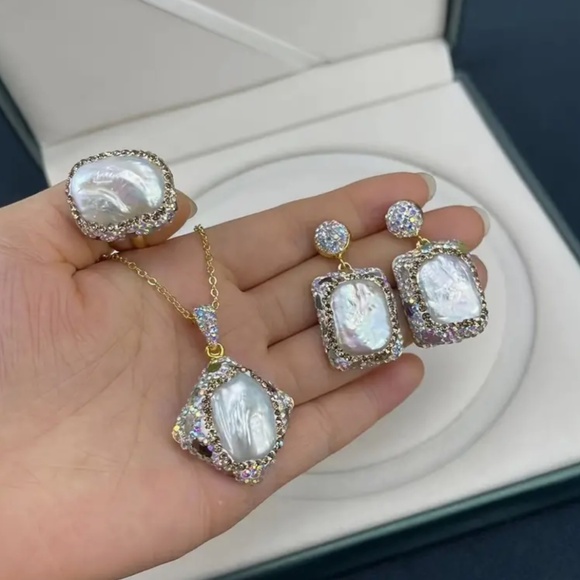 Bohemian Jewelry Set - Baroque Pearl, - Picture 4 of 6